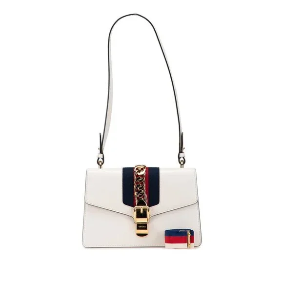 GUCCI Authentic White Leather Sylvie Shoulder Bag - Picture 10 of 10